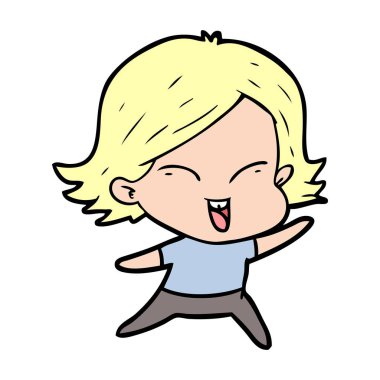 mutlu çizgi film kız vektör çizim