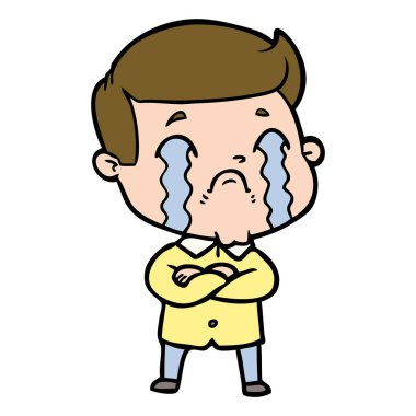 vektör çizim karikatür adam ağlıyor
