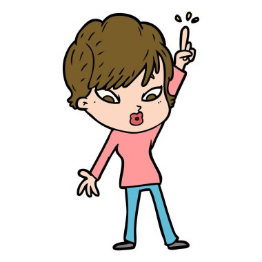 Çizgi filmdeki kadının vektör çizimi