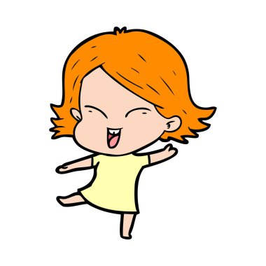 mutlu çizgi film kız vektör çizim