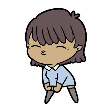 Çizgi filmdeki kadının vektör çizimi