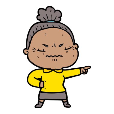 karikatür rahatsız yaşlı kadın