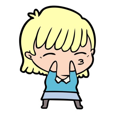 Çizgi filmdeki kadının vektör çizimi