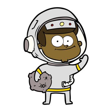 mutlu astronot karikatür vektör çizim