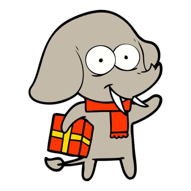 hediye ile mutlu çizgi fil