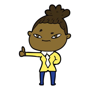 Çizgi filmdeki kadının vektör çizimi