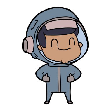 mutlu karikatür astronot vektör çizim