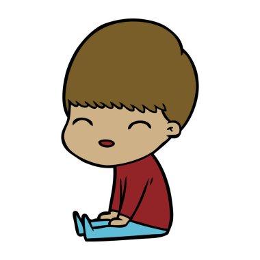 mutlu çizgi film çocuk vektör çizim