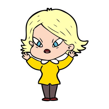 vektör çizim karikatür kadın vurguladı