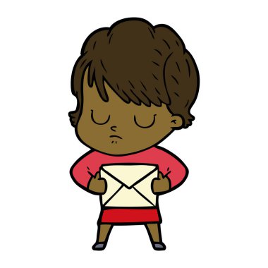 Çizgi filmdeki kadının vektör çizimi