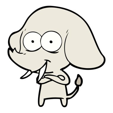 mutlu çizgi film fil vektör çizim