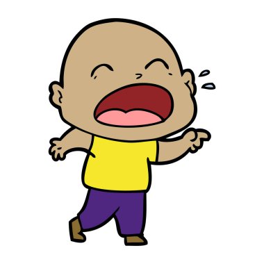 karikatür bağırarak kel adam