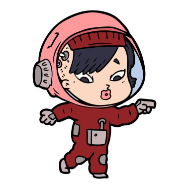 vektör çizim karikatür astronot kadın
