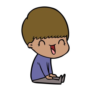 mutlu çizgi film çocuk vektör çizim