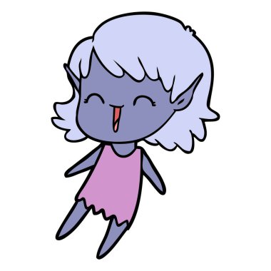 vektör çizim karikatür elf kızı