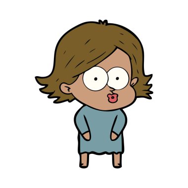 surat asmayı çizgi film kız vektör çizim