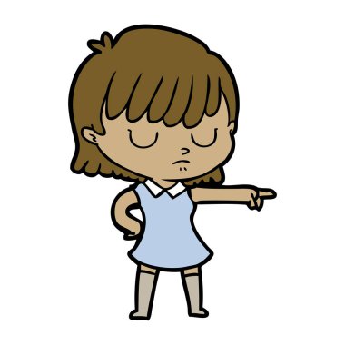 Çizgi filmdeki kadının vektör çizimi