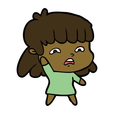 vektör çizim karikatür endişeli kadın