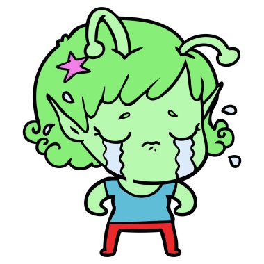 ağlayan uzaylı kız çizgi film