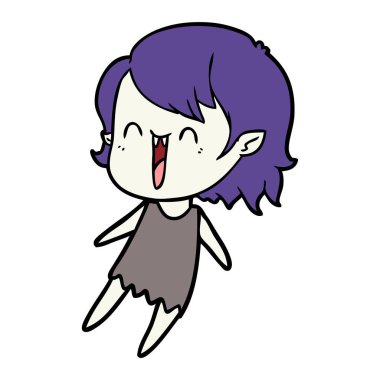 sevimli çizgi mutlu vampir kız