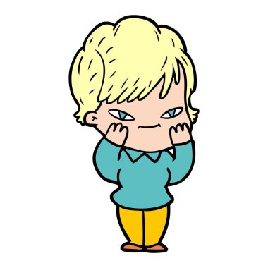 vektör çizim karikatür mutlu kadın