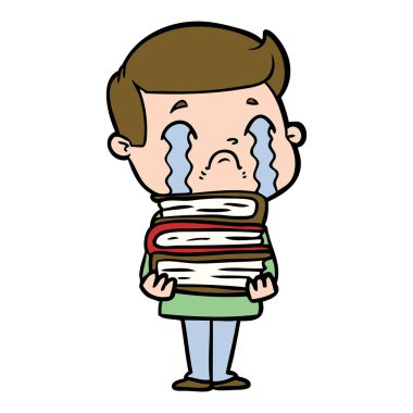 vektör çizim karikatür adam ağlıyor