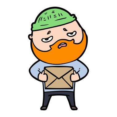 Sakallı endişeli adam çizgi film