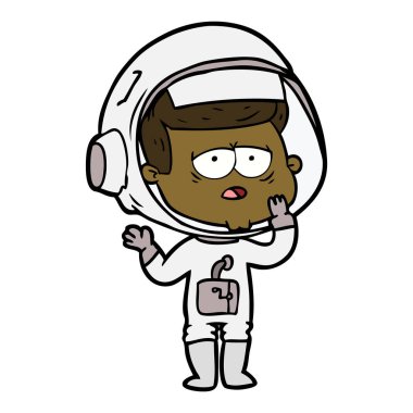 vektör çizim karikatür yorgun astronot