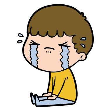 vektör çizim karikatür adam ağlıyor