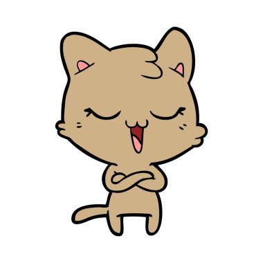 vektör çizim karikatür mutlu kedi