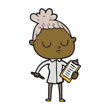 vektör çizim karikatür sakin kadın