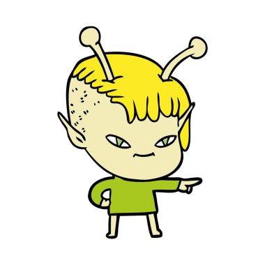 vektör çizim karikatür uzaylı kız