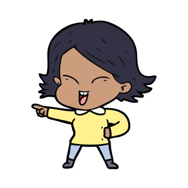 mutlu çizgi film kız vektör çizim