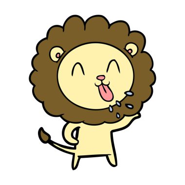 mutlu karikatür aslan vektör çizim