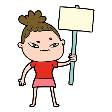 Çizgi filmdeki kadının vektör çizimi