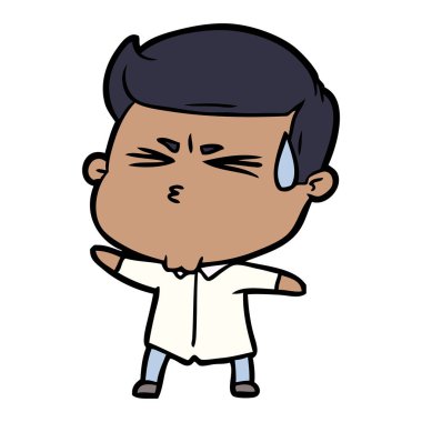  vektör çizim karikatür adam terleme