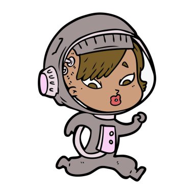 vektör çizim karikatür astronot kadın