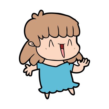 Çizgi filmdeki kadının vektör çizimi