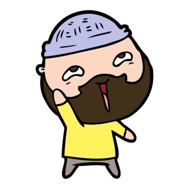 Çizgi film mutlu sakallı adam