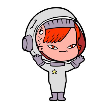 vektör çizim karikatür astronot kadın