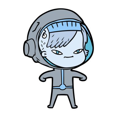 vektör çizim karikatür astronot kadın