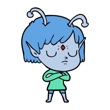 vektör çizim karikatür uzaylı kız