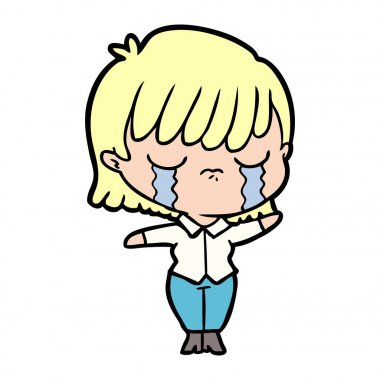 vektör çizim karikatür kadının ağladığını