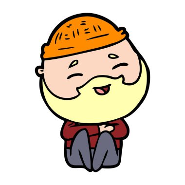 Çizgi film mutlu sakallı adam