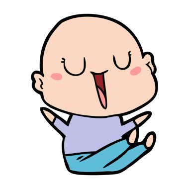 mutlu karikatür kel adam