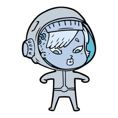 vektör çizim karikatür astronot kadın