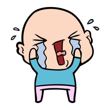 çizgi film ağlayan kel adam