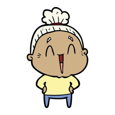 karikatür mutlu yaşlı kadın