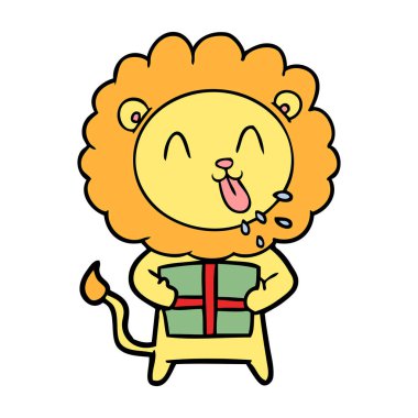 mutlu karikatür aslan vektör çizim