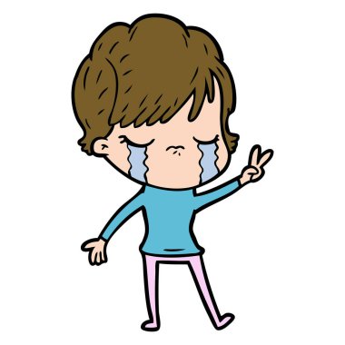 vektör çizim karikatür kadının ağladığını